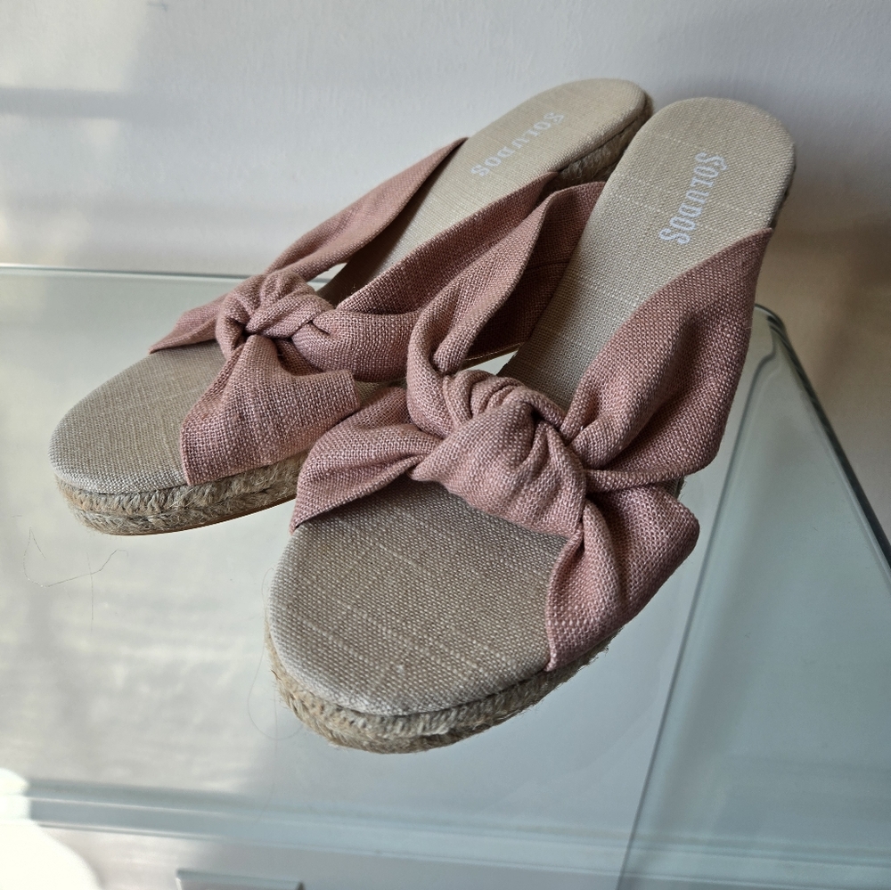 Anthropologie Soludos Blush Pink Wedge SZ 7